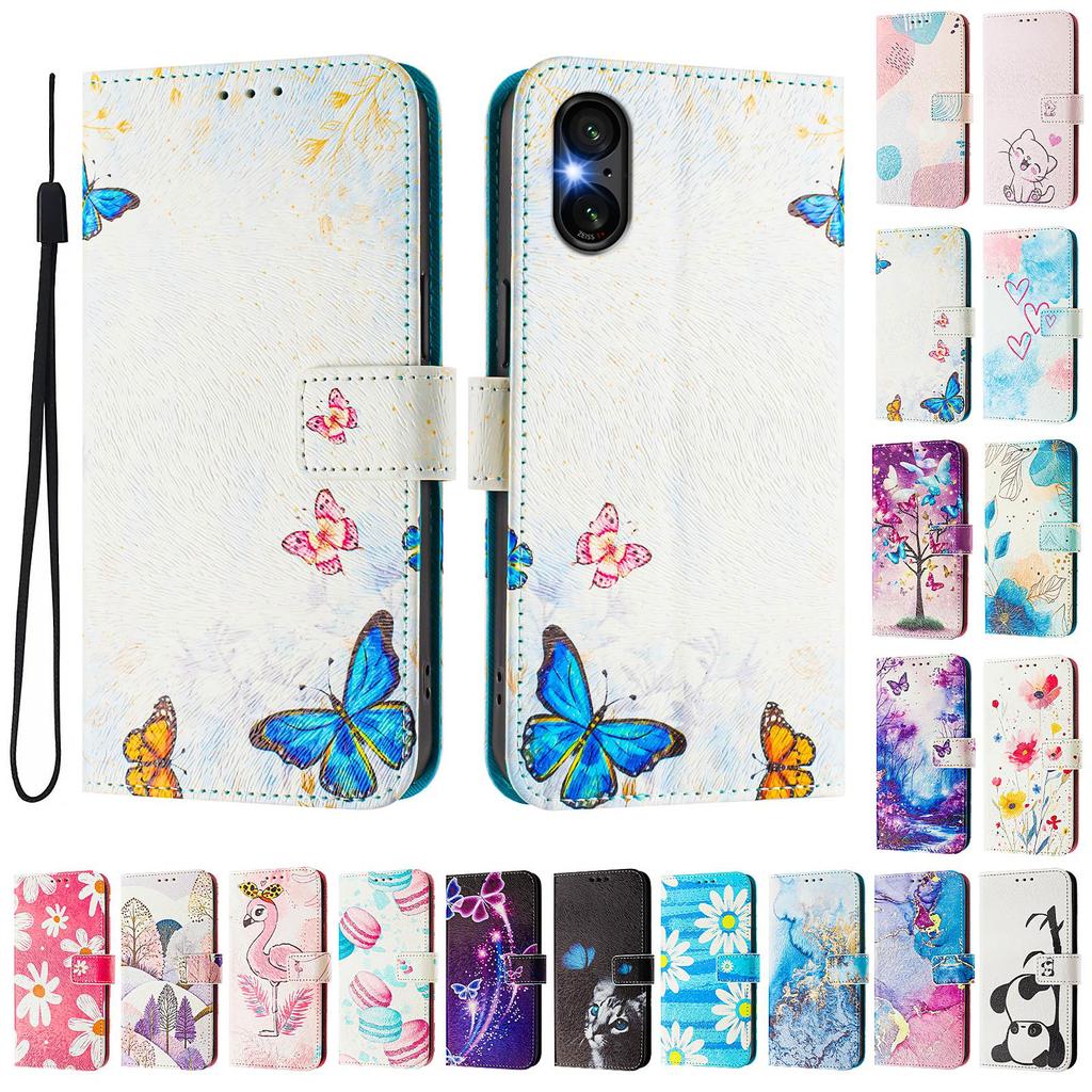 The Butterfly Family Luxury Painted Leather Case Wallet Book Style Cover for Sony Xperia 5 IV / 10 IV ,Xperia 1 V / 5 V / 10 V,Xperia 1 VI,5 VI,10 VI.