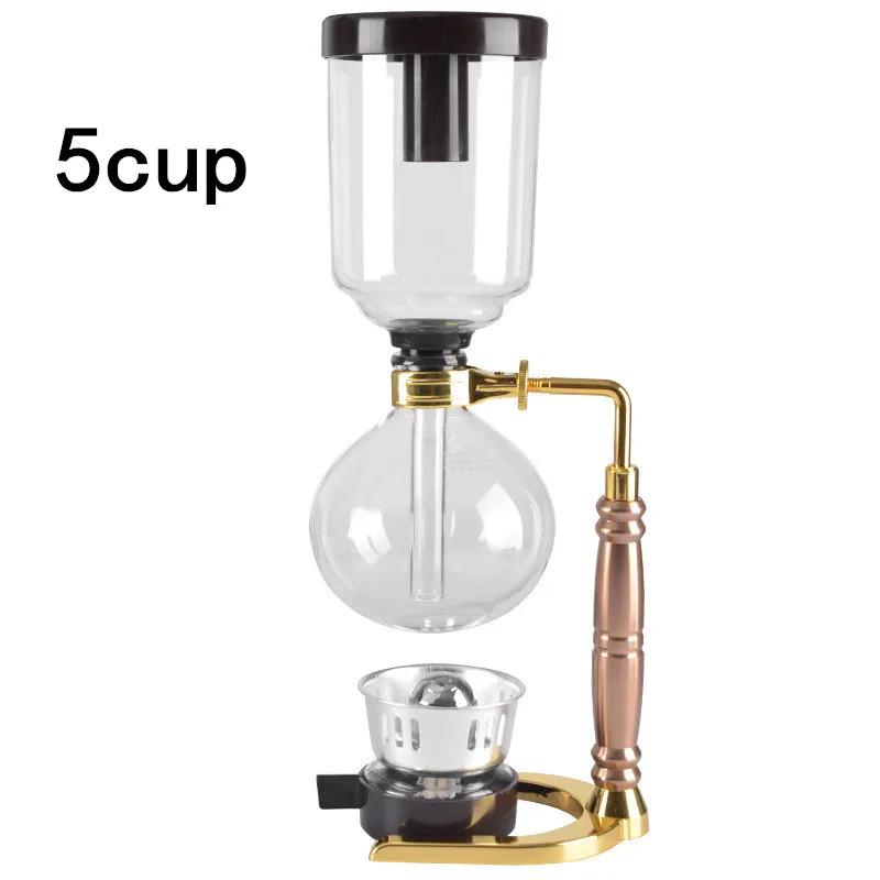 New Home Style Siphon Coffee Maker Tea Siphon Pot Vacuum Coffeemaker Glass Type Coffee Machine Filter 3cup 5cup