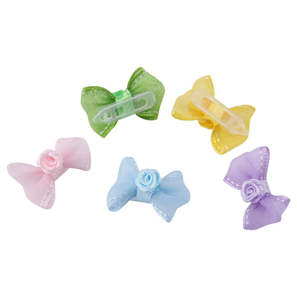 10Pcs Lightweight Pet Bow Clip Organza Bow Pet Head Flower Pet Bow Hairpin Daily Pet Wear