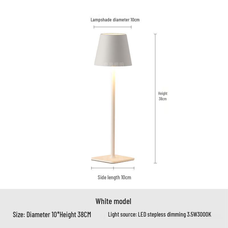 Rechargeable High-Leg Iron Table Lamp - Outdoor Touch-Control, Three-Color USB Light for Restaurants