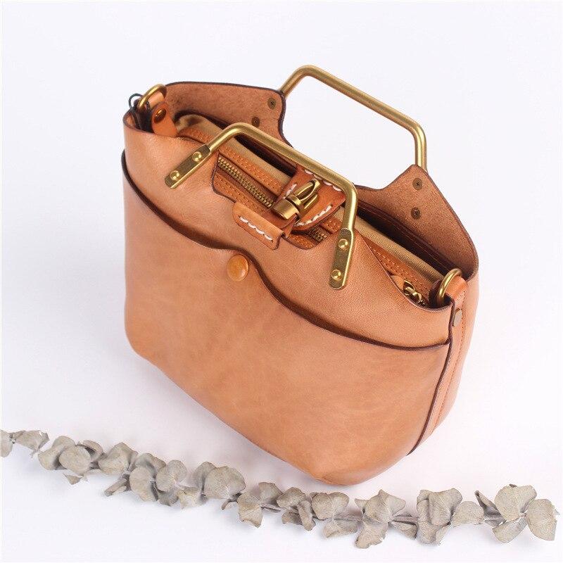 Johnature Vielseitige Handtasche aus echtem Leder, Vintage-Stil, natürliches Rindsleder, Damentasche, Freizeit, einfarbig, große Kapazität, Umhängetaschen