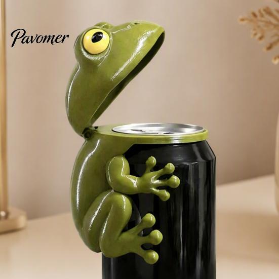 Mini Storage Box Frog Soda Can Lid Topper, Reusable Plastic Animal Cover, Office Workstation Accessories Decorative Desktop Container for 375ml