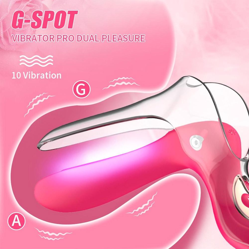 Pembe Kadın Titreşimli Oyuncaklar Vulva Dilatörü Klitoral Stimülatör, 10 Titreşim Desenli LED Kadınlar İçin Seks Oyuncakları