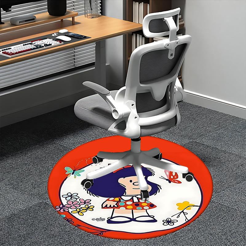Alfombrilla para Silla Mafalda - Alfombra Redonda para Decoración del Hogar, Uso en Oficina, Sala de Estar