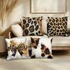 Elegant Leopard Print Pattern Digital Printing Pillow Cover Short Plush Suitable Living Rooms Bedrooms Sofas Throw Cushion Cover