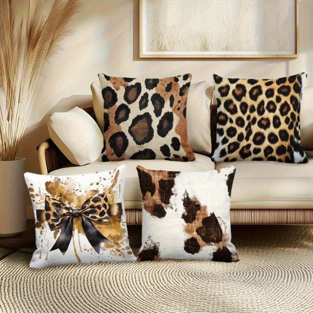 Elegant Leopard Print Pattern Digital Printing Pillow Cover Short Plush Suitable Living Rooms Bedrooms Sofas Throw Cushion Cover