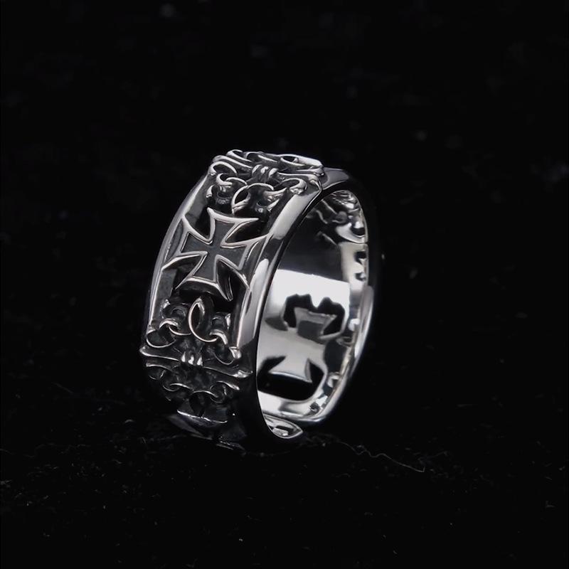 Sternen Retro Kreuz Punk Ring Unisex Hip-Hop Stil High-End Verstellbarer Zeigefinger Ring