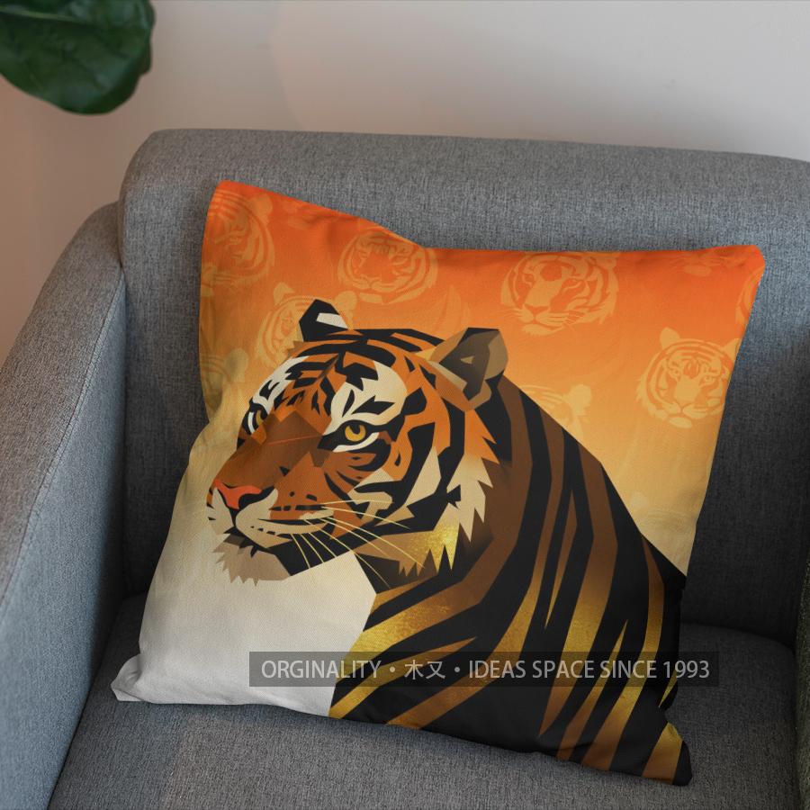 2D Tiger Pattern Pillow Cover For Bold Style Pattern Cushion Cover Suitable For Sofa Bedroom Car Pillow Cover