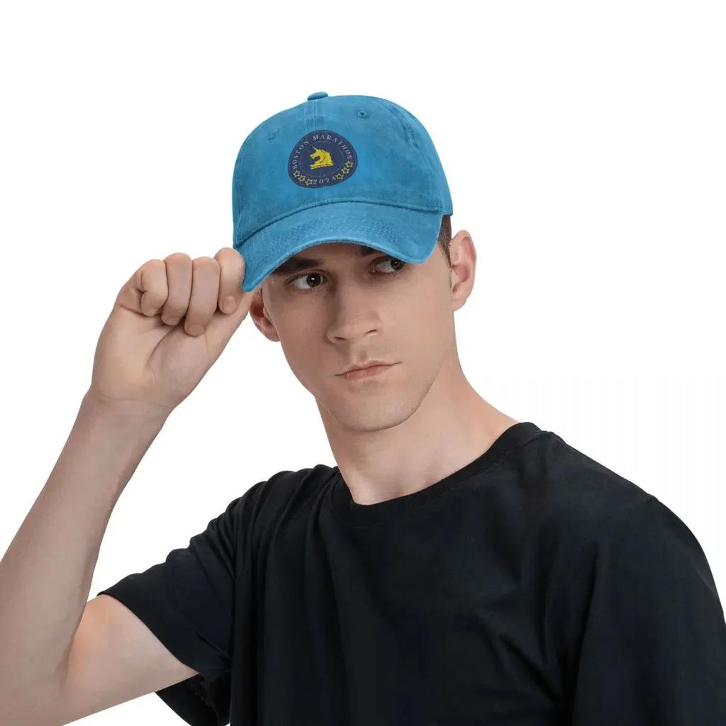 Vintage 2024 Boston Marathon Baseball Cap Men Women Distressed Washed Snapback Cap Outdoor All Seasons Unstructured Soft Cap