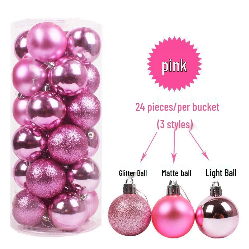 24-teiliges Weihnachtsbaumschmuck-Set: 3cm-8cm Mehrfarbige Plastikkugeln