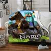 Custom Name Minecraft Theme Printed Blanket - Perfect for Couch, Bed, Travel & Outdoor Use | Machine Washable, Cozy & Durable.