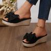 Summer Butterfly Bow Platform Slides With Rubber Sole For Womens Casual Comfort
