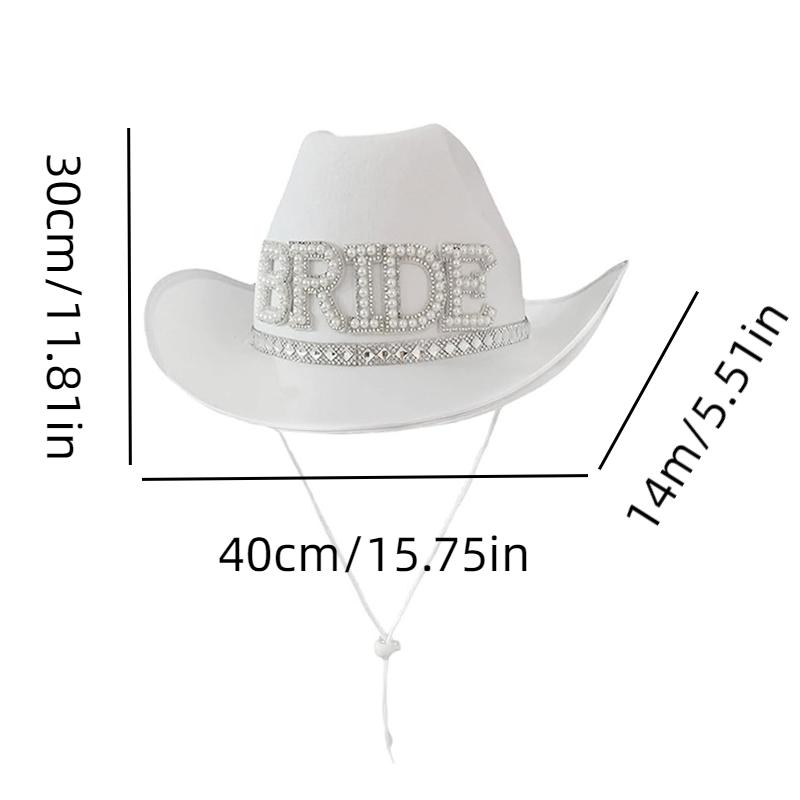 

Жемчужный алфавит Невеста Свадебная вечеринка Белая ковбойская шляпа с кристаллами
