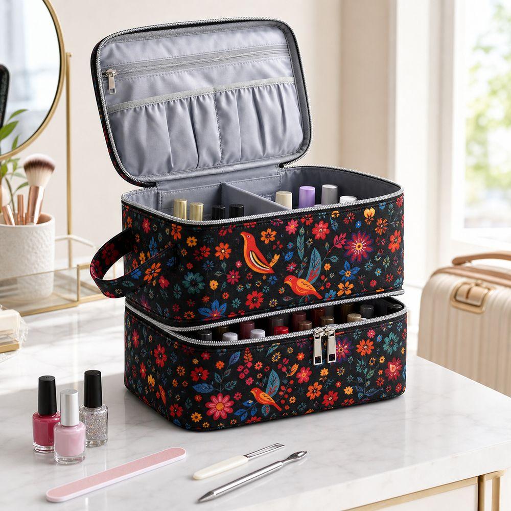 Large Capacity Nail Polish Organizer Bag Double Layer Nail Care Kit Bag  Nail Care Tool