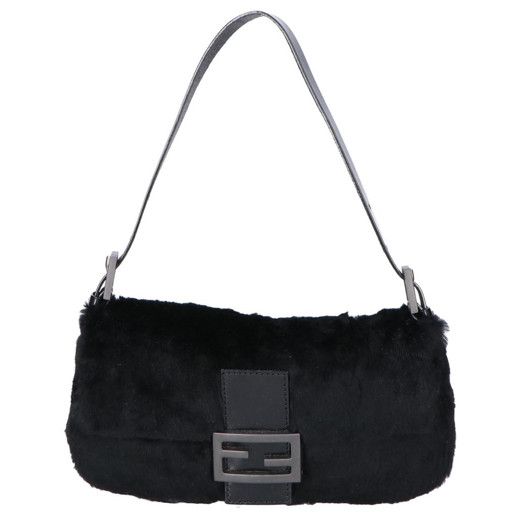 FENDI [Excellent Condition] 2321-26424-099 Fur and Leather Mamma Bucket One Shoulder bag blackUsed