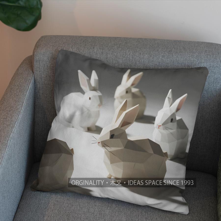 2D Geometric Origami Bunny Pattern Pillow Cover Pattern Cushion Cover Suitable For Sofa Bedroom Car Pillow Cover