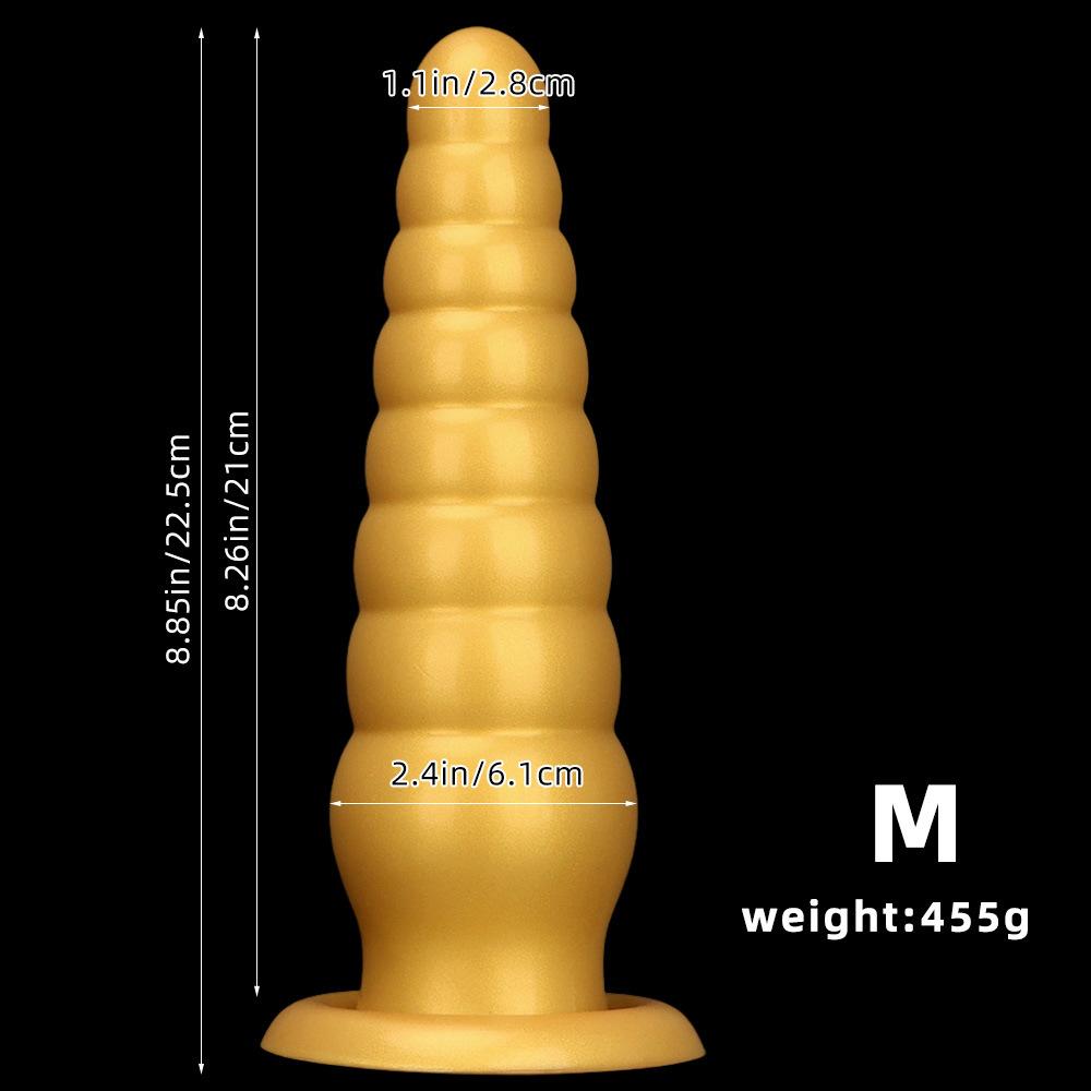 Golden Silicone Pointed  Oversized Anal Plug Suction Cup  Anal Sex Product  Erotic Chrysanthemum Extra Large and Thick