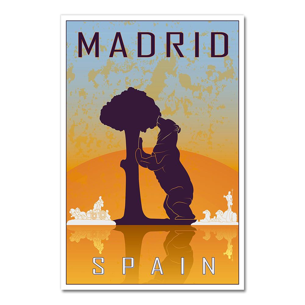 Spain Madrid San Sebastain Travel Canvas Painting Vintage Wall Kraft Posters Coated Wall Stickers Home Decorative Pictures Gift