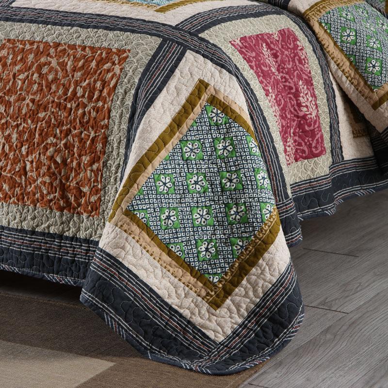 Amerikanische Land-Patchwork-Steppdecke für Doppelbett, Tagesdecke aus Baumwolle, gesteppt, handgefertigt, wendbar, für Klimaanlage, Sommer, dünne Bettdecke