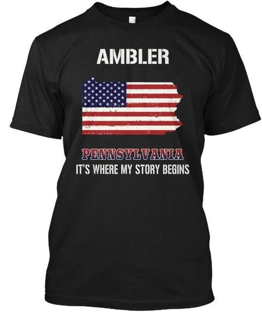 Ambler Pa Story Begins T shirt Made in the USA Size S to 5XL S