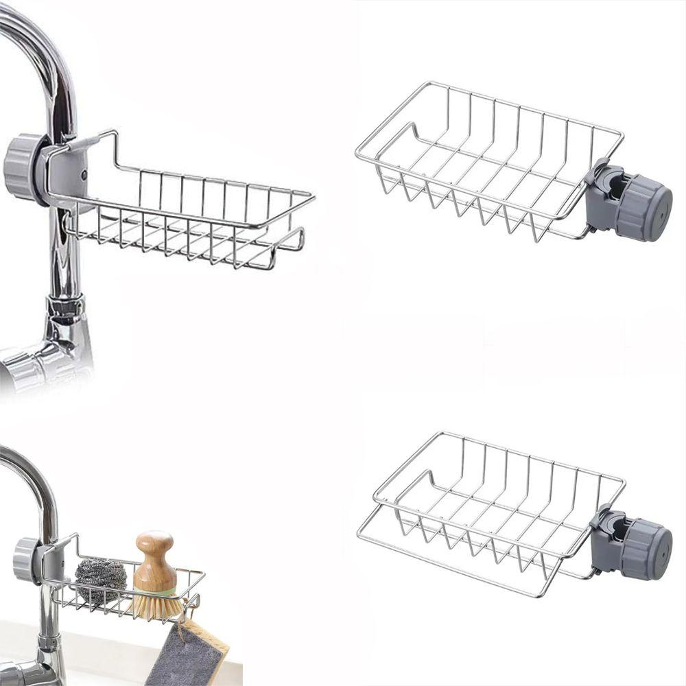 Multi-functional Sink Drain Rack Storage Function Stainless Steel Sponge Storage Rack Drainer Function Faucet Holder