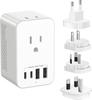 Lofthestar Voltage Converter for Japanese Appliances, 220-250V To 100-125V, 2 AC Outlets, 4 USB, A/BF/C/O Plugs