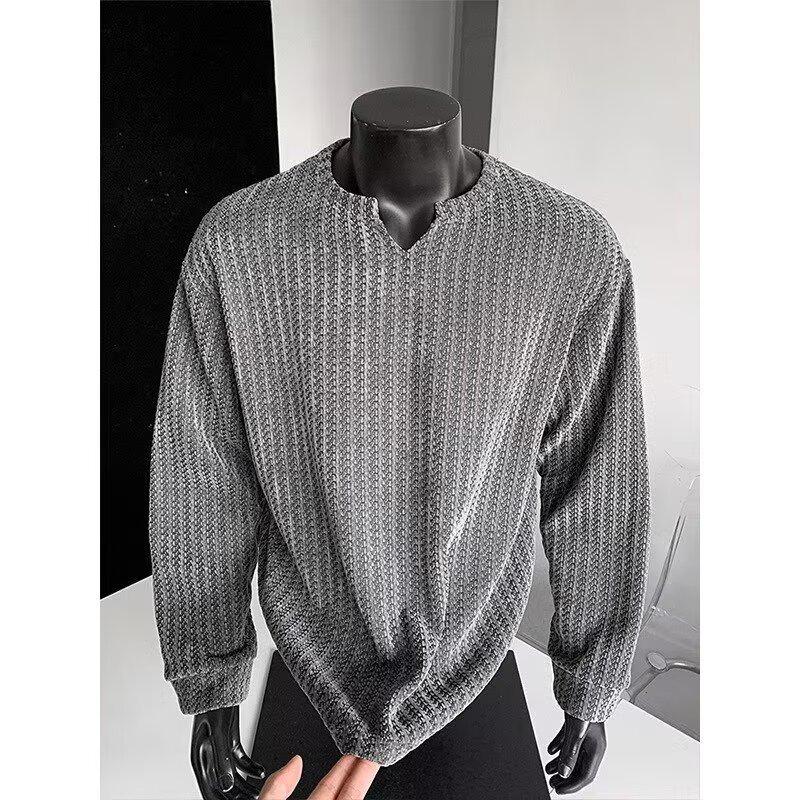 Unisex Herringbone Henley Hoodie: Autumn Houndstooth Long Sleeve Layer
