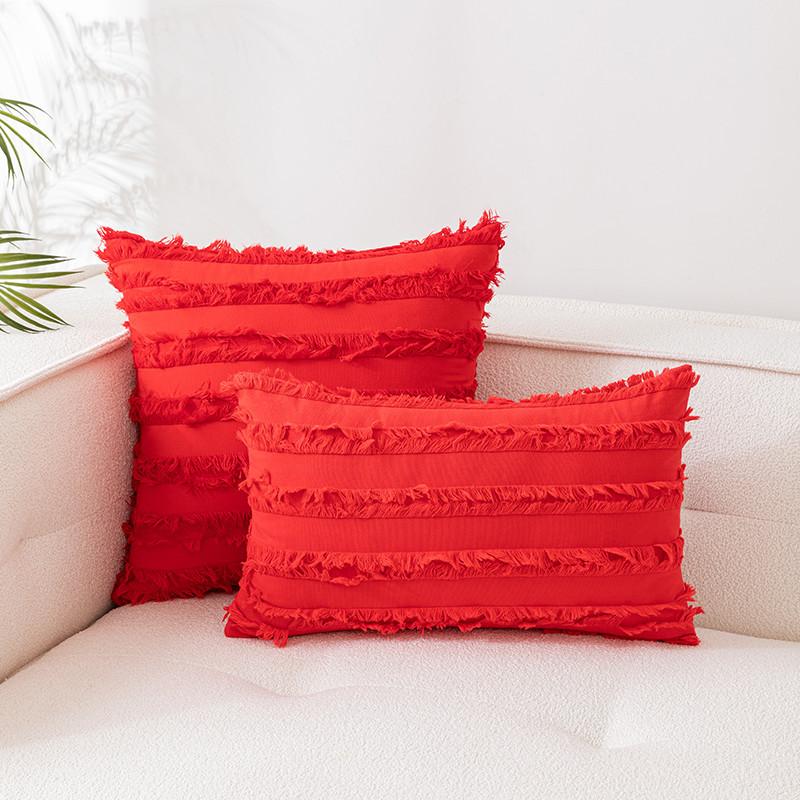 Bohemian Style Cotton And Linen Pillowcase Pillow Without Core Cut Flower Tassel Sofa Cushion Cover