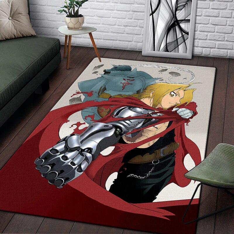 Fullmetal Alchemist Anime Painting Carpet for Living Room Large Area Rug Black Soft Carpet Home Decoration Mats Boho Rugs Picnic