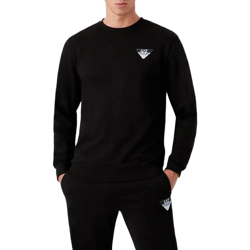 Emporio Armani EA7 FW22 Logo Print Crew Neck Long Sleeve Sweatshirt Men Sweatshirt Black 6LPM69-PJEQZ-1200