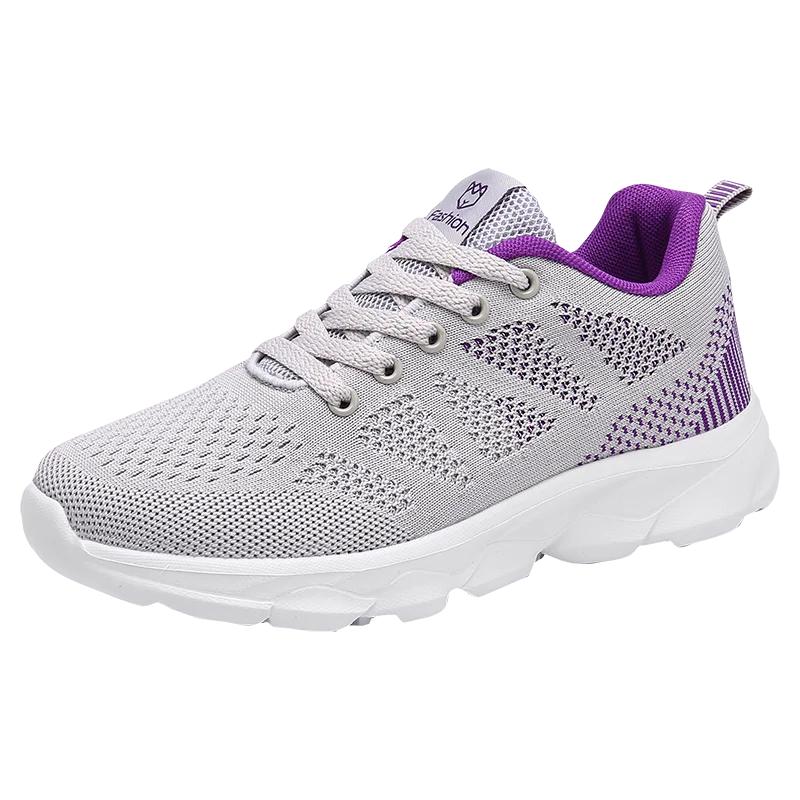 Ladies Flats Casual Sneakers Flying Weaving Non-Slip Sports Jogging Shoes Women Casual Shoes Fashion Breathable Walking Shoes