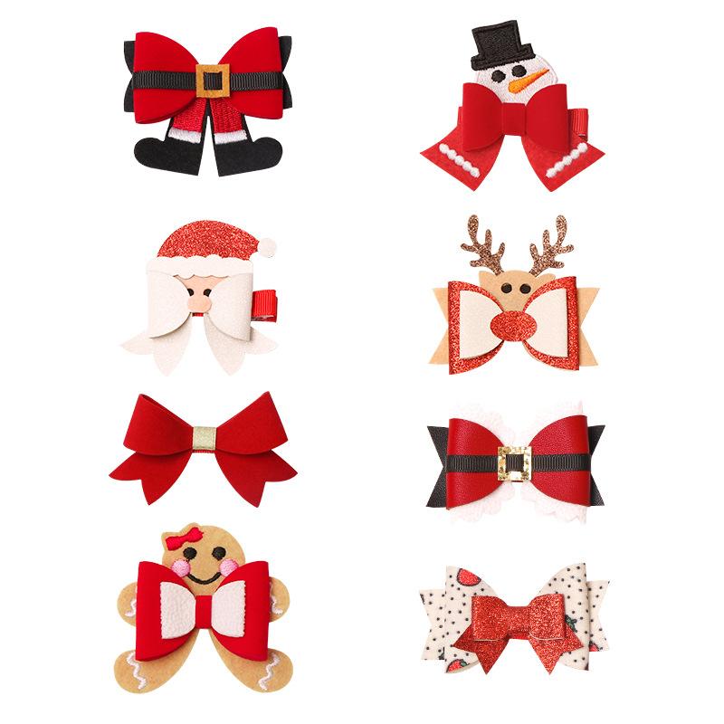 Neue Kinder Weihnachts Haarspange Schleife Rot Weihnachtsmann Schneemann Rentier Haarspange Kopfschmuck Mädchen Kinder Haarschmuck