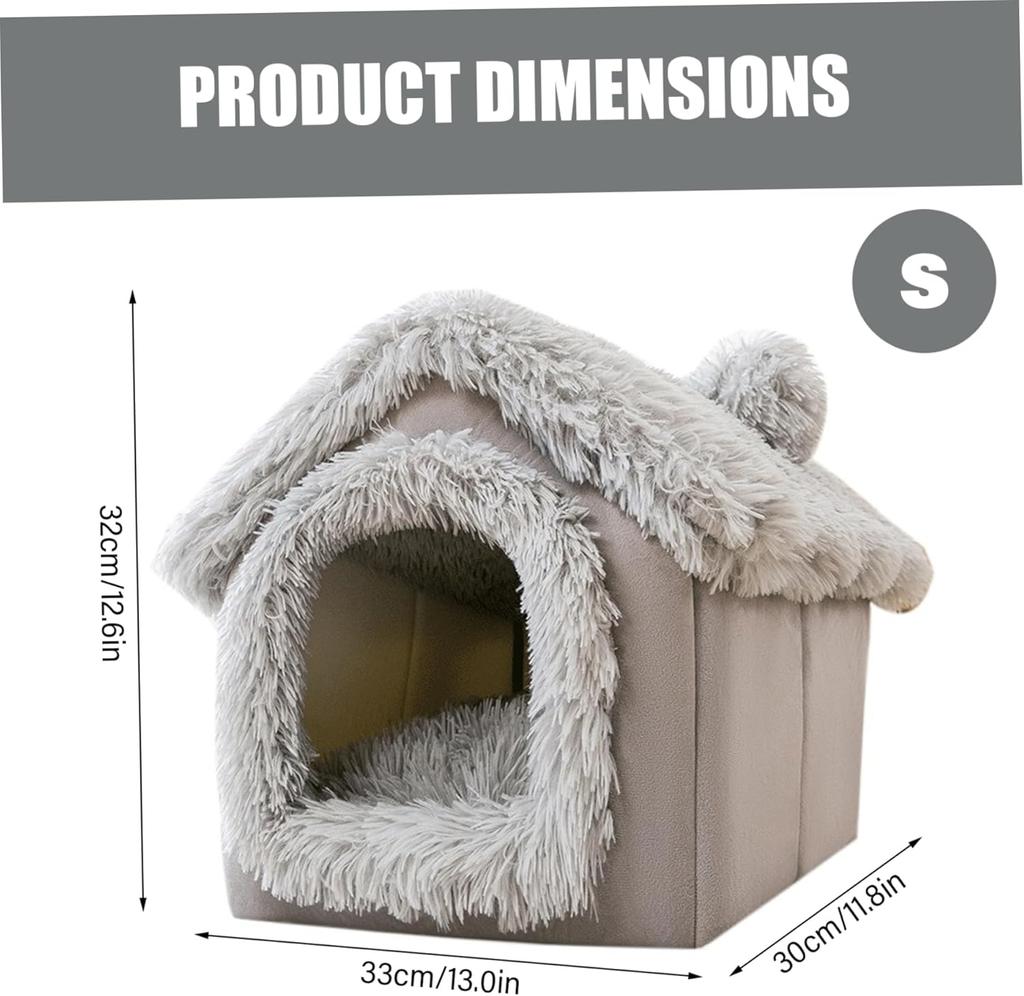 Enclosed Dog Bed Soft and Warm Fleece Dog Bed with Removable Washable Cave Lining Pet Tent Cozy House Hooded Sleeping Cabin for Dogs and Cats