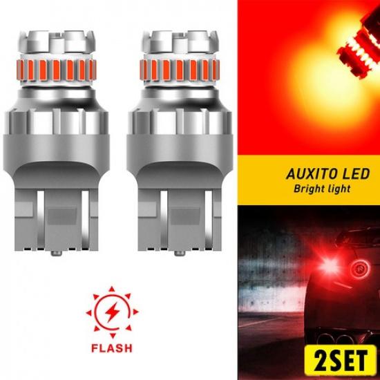 AUXITO 7443 4X Red Strobe 23LED Blinking Flash Brake Tail Light/Parking Bulbs EV