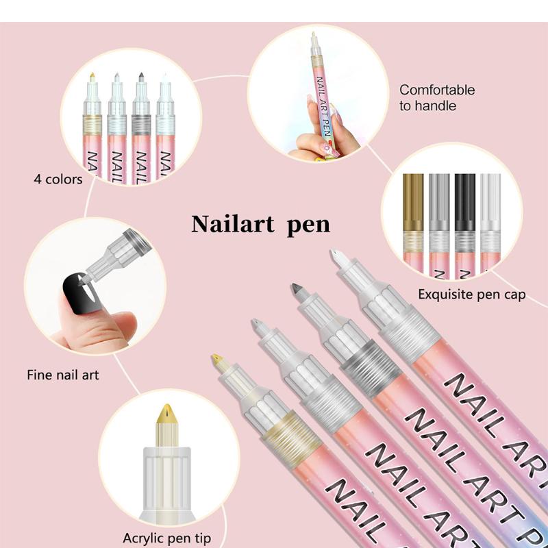 4/12 Stück/Set Bunter Nail Art Graffiti Stift Wasserdicht DIY 3D Nail Art Zeichenstift Abstrakte Linien Feine Malwerkzeuge