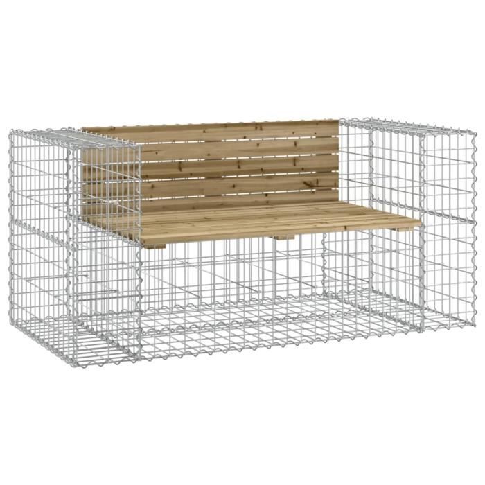 VidaXL Design Gabion Garden Bench 143x71x65.5cm Impregnated Pine Wood 834379