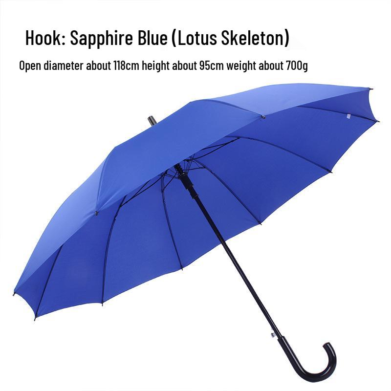 Очень большой черный зонт с двойным куполом, ручкой-крючком и защитой от УФ-излучения