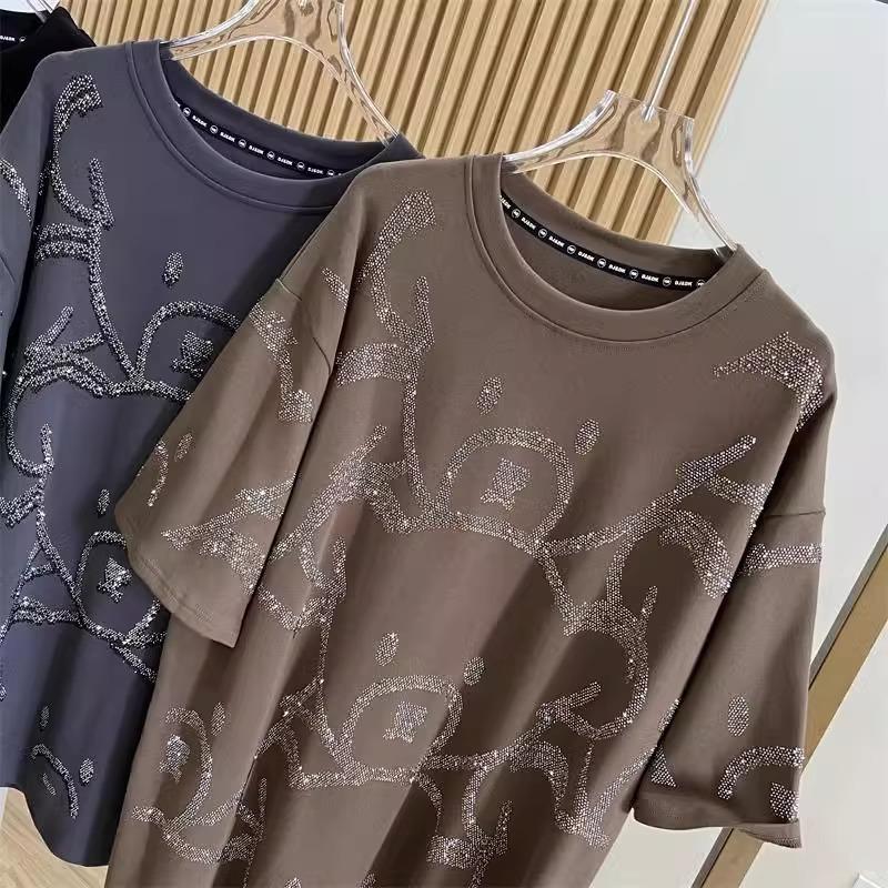 

Женская модная повседневная футболка с коротким рукавом больших размеров 4XL хаки