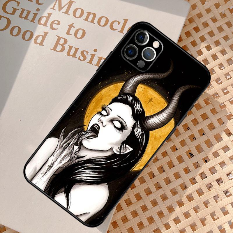 Gothic Witch Satan Phone Case For iPhone 17 Air 15 14 13 12 11 16 Pro Max 13 12 Mini 15 16 Plus 16e Cover Coque