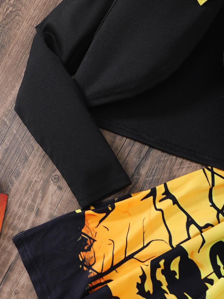 Girls' Halloween Pumpkin Jacket and Suspender Dress Set (Ages 8-12)