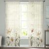 Rustic Vintage Tulips Flowers Sheer Voile Window Curtains Tulle Curtains Living Room Balcony Decoration Drapes