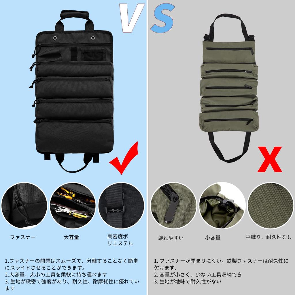 Koolertron Tool Multifunctional Roll Tool 4 1000D Oxford Tool Tool Tool Peg Peg Holds Up To 32cm In Tool Highly Durable Material Bag, Bag, Pockets,