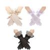 Polka Dot Wedding Bridal Gloves White Long Finger Mittens Retro Black Lace Gloves  Funeral