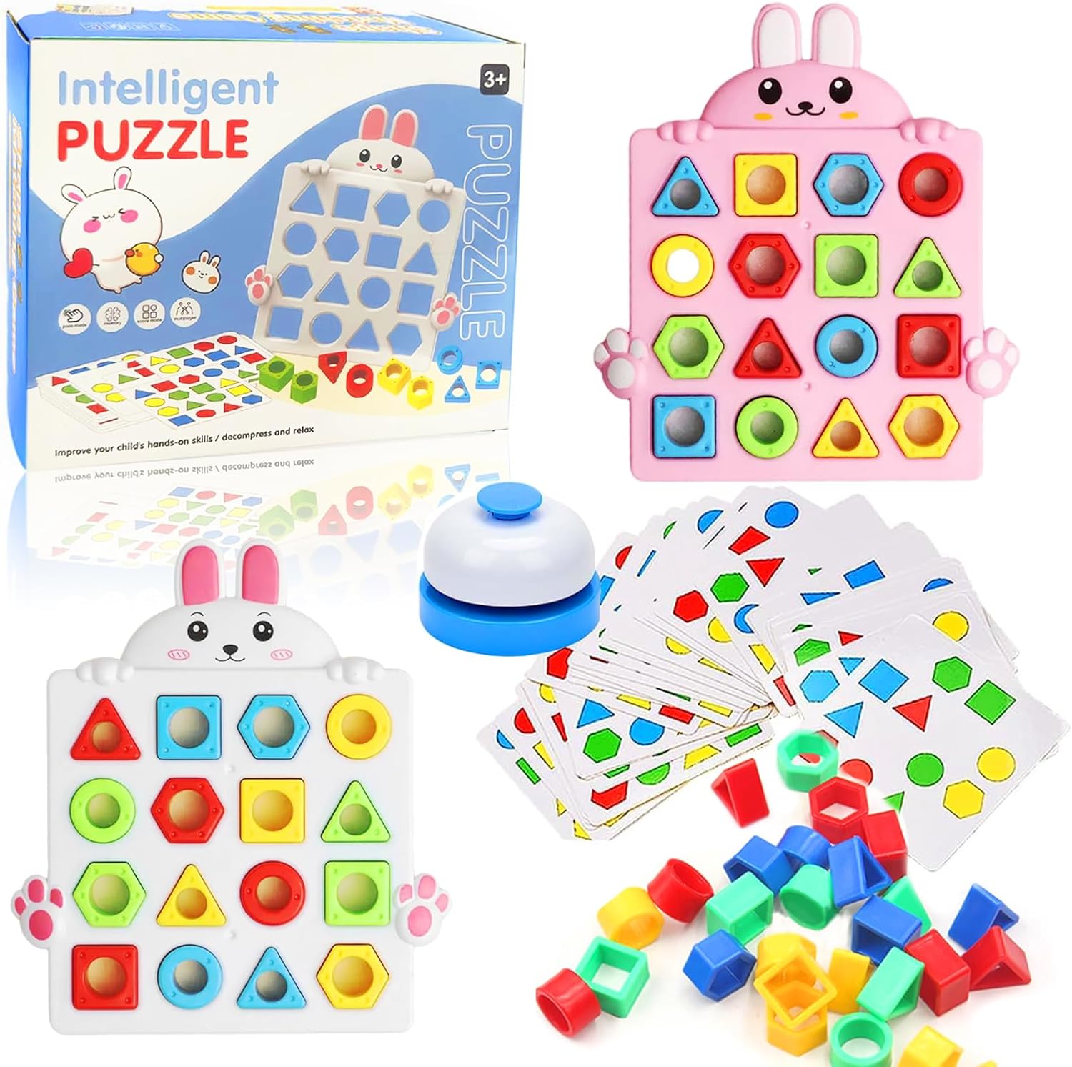 

Jastown Puzzle Shape Matching Game, Shape Adjustment Game, Colour Sensory Learning Toy, Toy for Learning to Shape,Develop fine motor skills