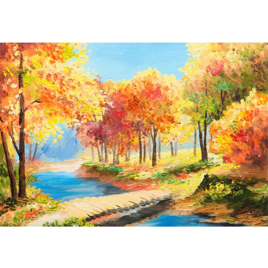 MISITU Jigsaw Puzzle Micro Piece 1000 Piece Puzzle Landscape Painting Nature Forest River Maple Gift Birthday Christmas Stylish Interior Autumn x 38