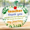 1 st Tackgåva till lärare - Äppelformad akrylplakett med meddelandet 'Du kommer för alltid att vara en del av min resa', Elegant lärare