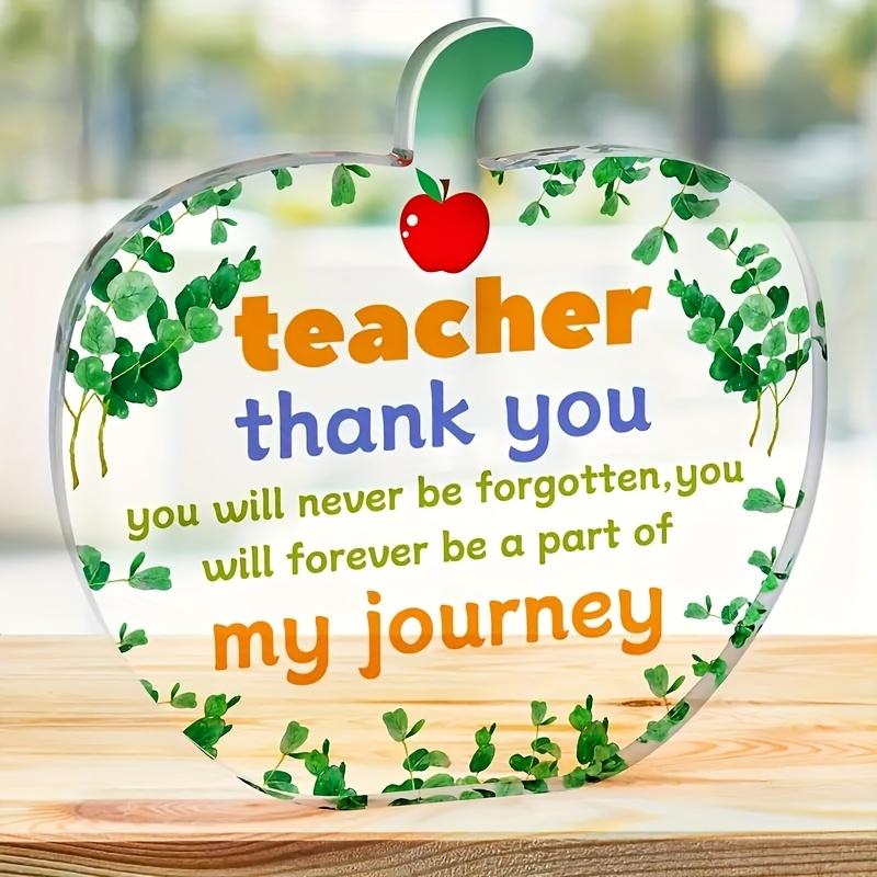 

1pc Teacher Thank You Gift - Apple-Shaped Acrylic Plaque with You Will Forever Be Part of My Journey Message, Elegant Teacher 10*10cm
