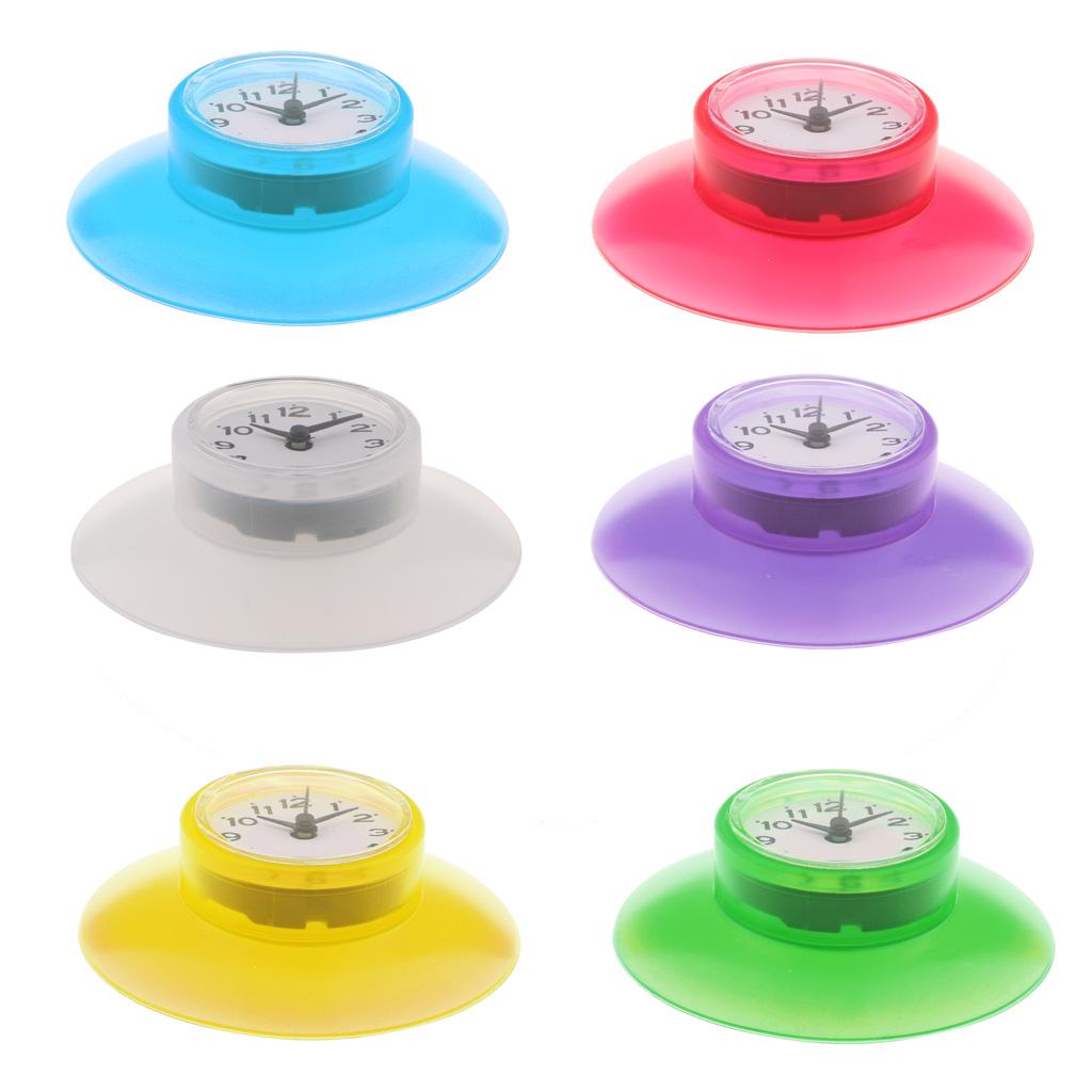Mini Wall Clock Waterproof Suction Cup Silent Sucker Clock for Bathroom Mirror Kitchen Tile
