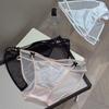 Ladies Summer Cute Lace Mesh Bow Soft Low Waist Triangle Panties