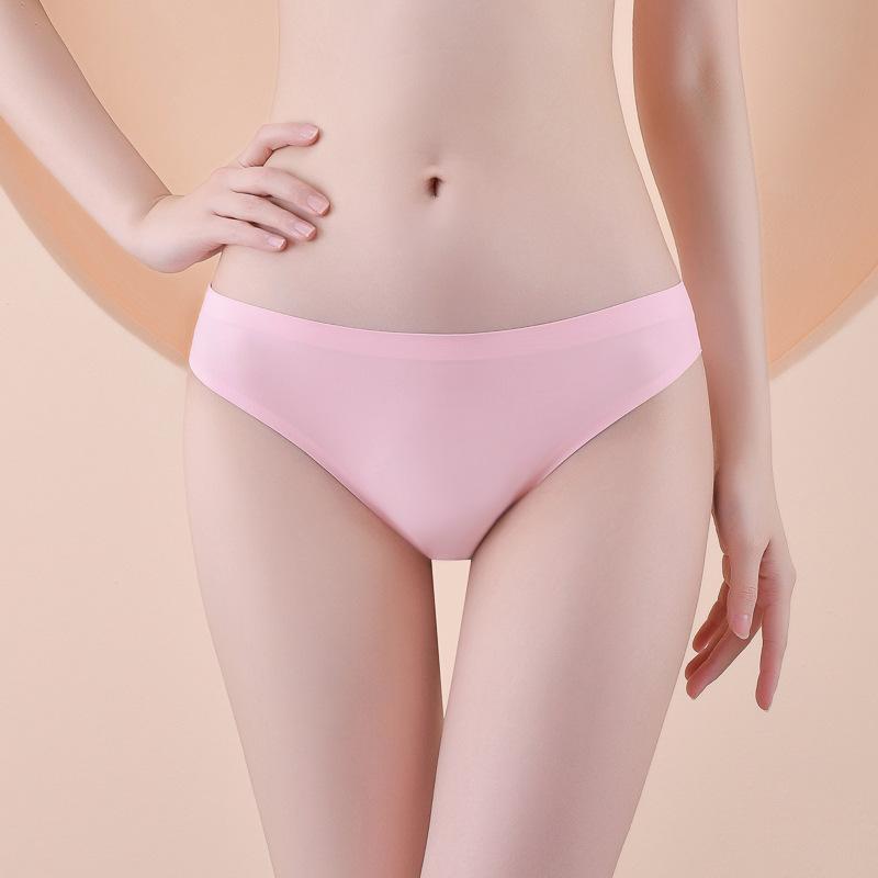 European And American Version Of Seamless One-piece Ice Silk Sexy Bikini Panties Ladies Mid-waist Breathable Briefs